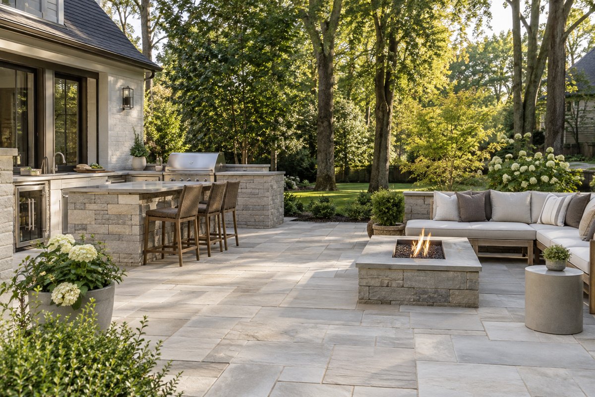 Outdoor kitchen and gathering area